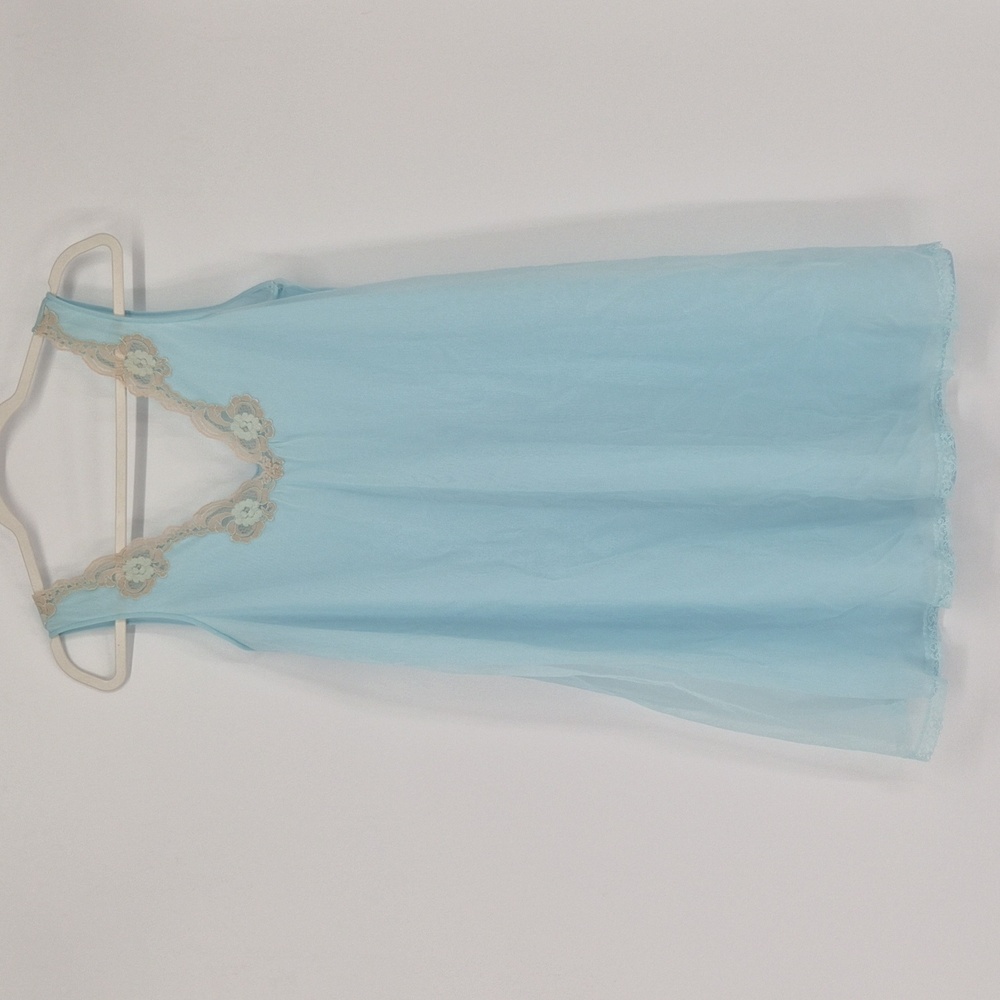 Vintage KAYSER Lace Nylon Nightgown Slip‎ Sheer Chiffon Dress Womens Coquette